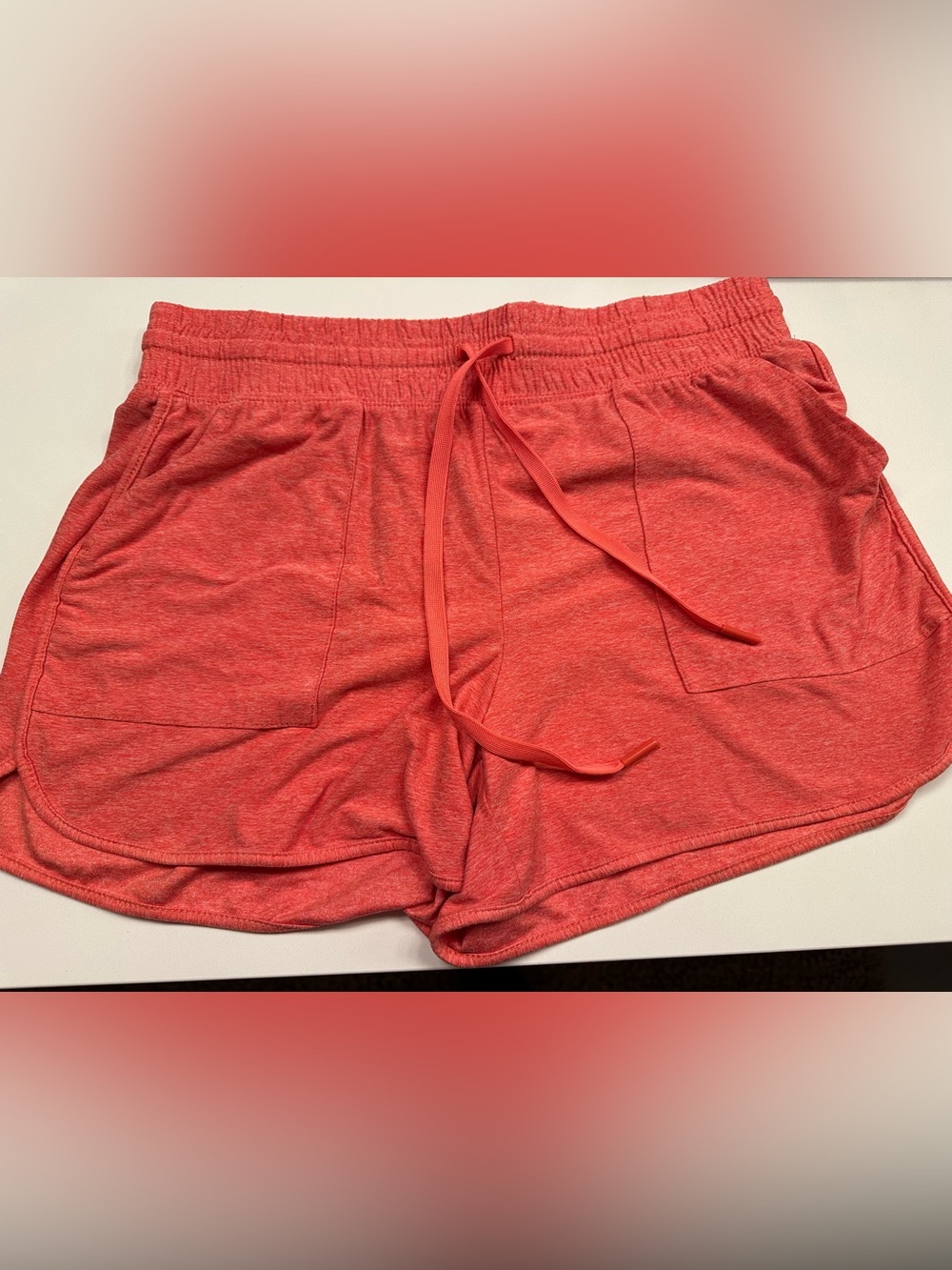 Athletic Works Coral Heather Elastic Waist Shorts